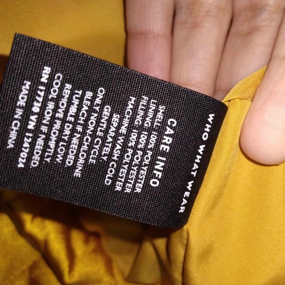 WHO WHAT WHERE Women's Golden Yellow Long Sleeve Quilted Satin Jacket - Picture 7 of 7